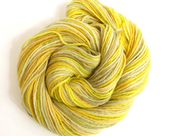 Oranges and Lemons Variegated Orange Yellow Green Brown  DK Romney Wool Yarn 50g               Naturally Dyed