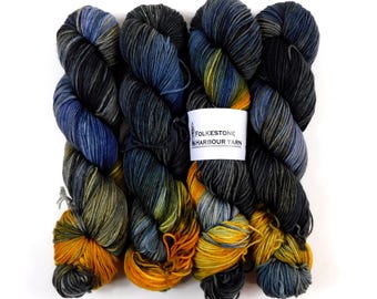 Uhtred The Last Kingdom  Blue Black Orange Variegated Merino Blend DK 100g
