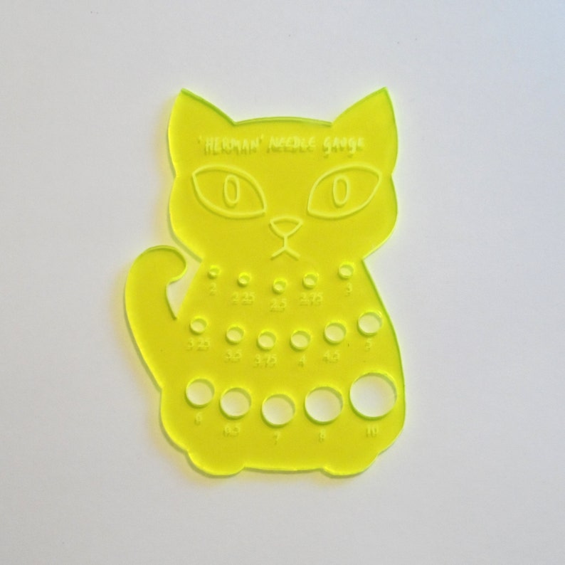 Herman Cat Knitting Needle Gauge Fluorescent Helios Yellow Etsy