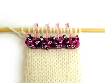 Pink Leopard Print Stitch Markers Set of 4