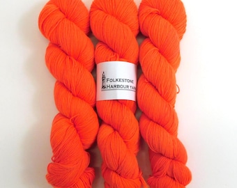 Fluorescent Orange Merino Blend Sock Wool yarn 100g skein
