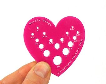 Pink Heart Knitting Needle Gauge Metric