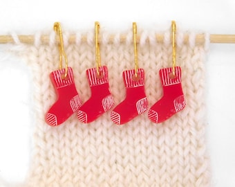 Red Sock Stitch Markers Set of 4