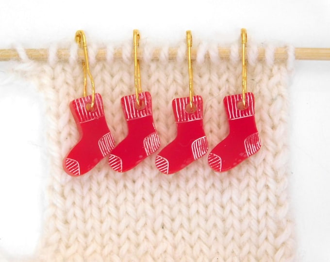 Red Sock Stitch Markers Set of 4