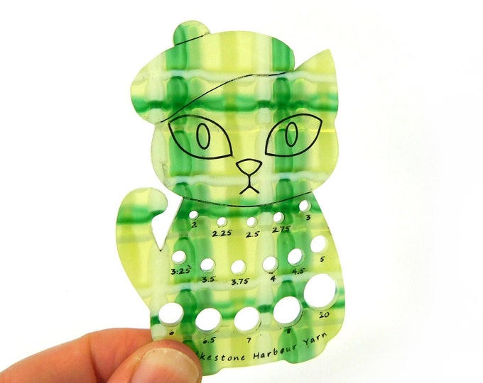 SALE Scottish Tartan Green McHerman Cat Knitting Needle Gauge Metric     LIMITED EDITION