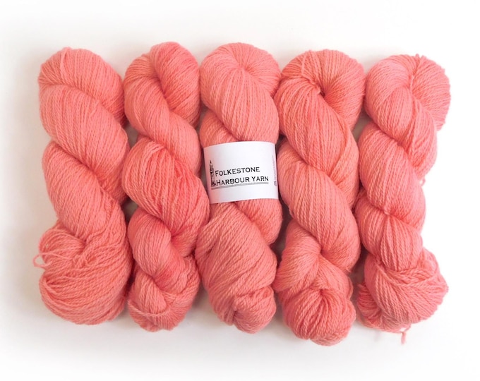 Sandgate Pink Semi-Solid Romney Sock weight Wool Yarn 100g