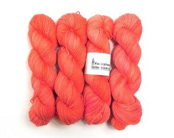 Coral Orange Pink Merino Blend Sock Wool Yarn 100g with Bio-Nylon