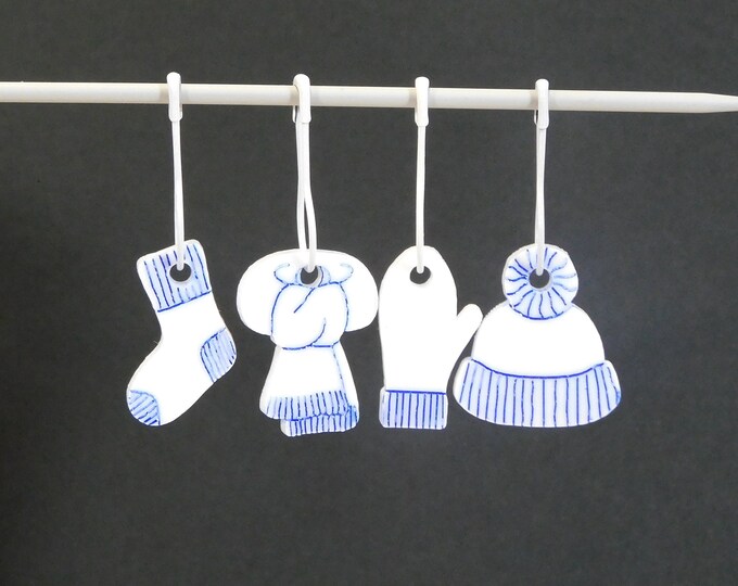 Knitted Accessories  Stitch Markers Set of 4 White & Blue