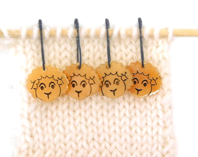 A Small Flock of Ochre Yellow Sheep Stitch Markers  Set of 4