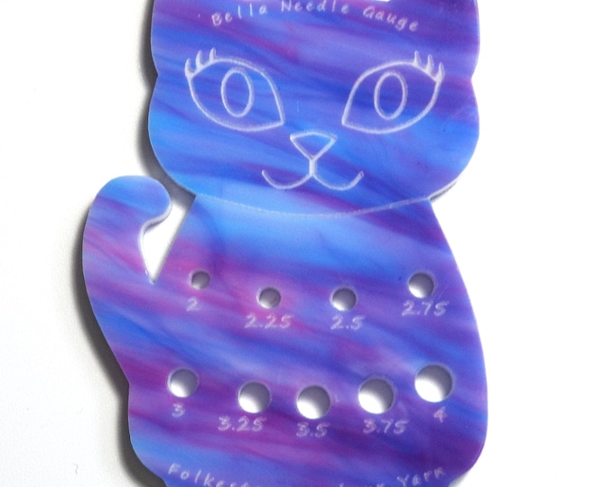 Bella Cat Mini Knitting Needle Gauge Metric  Purple & Blue Swirled Marbled