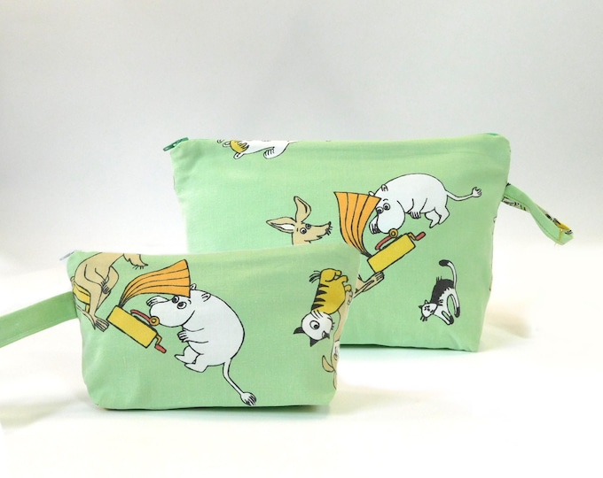 Musical Moomins Green Fabric Zip Pouch  2 sizes