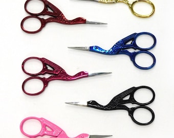 Colourful Stork Scissors for Yarn or Embroidery 6 colour options 9.2cm