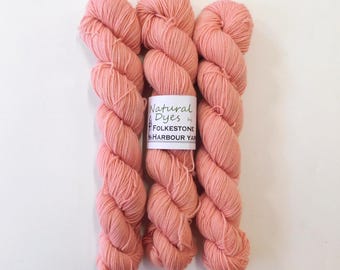 Rose Pink  Madder + Brazilwood Natural Dye Sock 4ply Yarn 50g