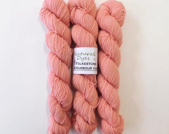Rose Pink  Madder + Brazilwood Natural Dye Sock 4ply Yarn 50g