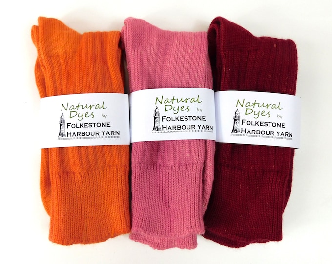 EXTRA LARGE UK 11-13 Naturally Dyed Wool Socks   Assorted Colours