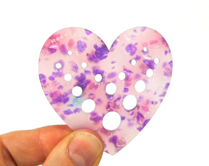 Pink Lilac Heart Knitting Needle Gauge Metric
