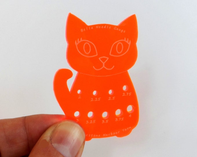 SALE Bella Cat Sock Knitting Needle Gauge Metric  Acid Orange Fluro