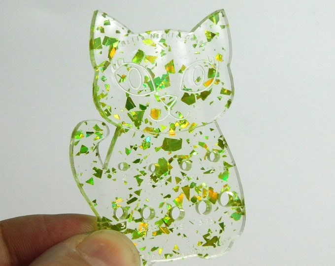 SALE Bella Cat Sock Knitting Needle Gauge Metric  Lime Green Disco Glitter
