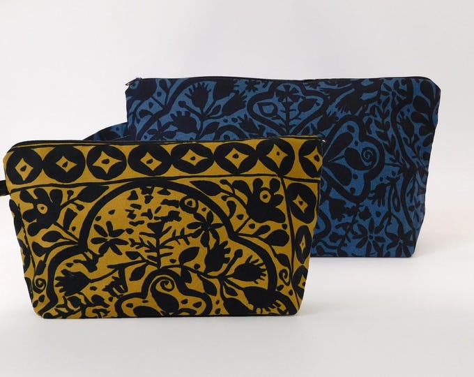 Marimekko Kulkunen Fabric Zip Pouch  4 options    Blue Black Mustard