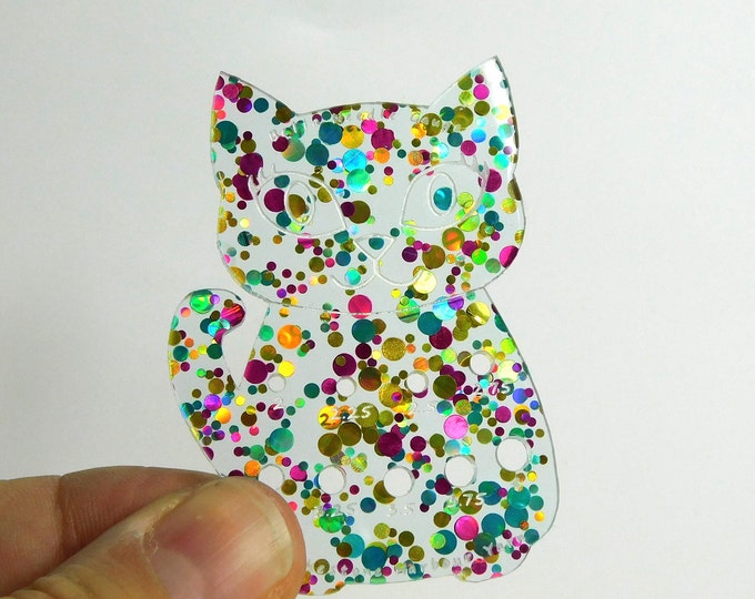 SALE Bella Cat Sock Knitting Needle Gauge Metric  Pink Turquoise Confetti Glitter