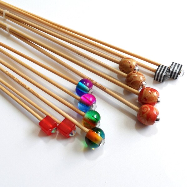 2.25mm up to 3mm Metric Sizes Handmade Beaded Bamboo Knitting Needles