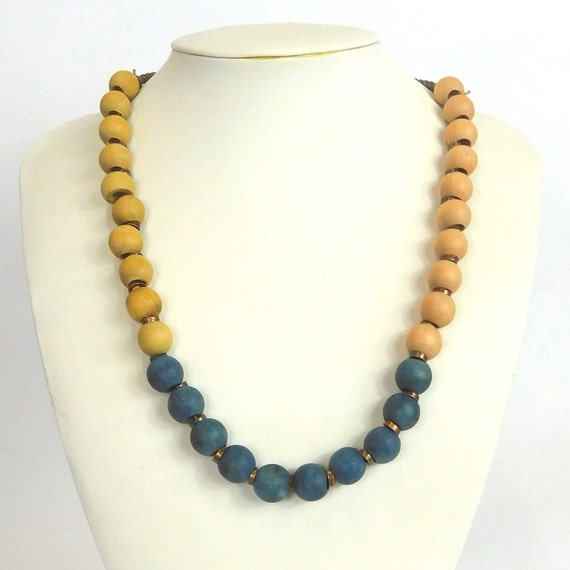 Buy Chunky Wooden Bead Necklace With Heart Pendant, Long Beaded Necklace,  Statement Wooden Necklace. Online in India - Etsy