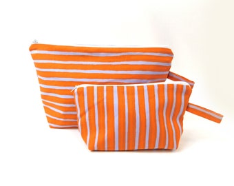 Marimekko Piccolo Fabric Zip Pouch  2 sizes    Orange Blue