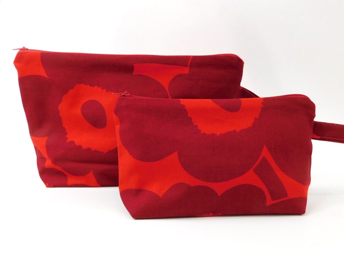 Marimekko Unikko Fabric Zip Pouch  2 sizes    Red