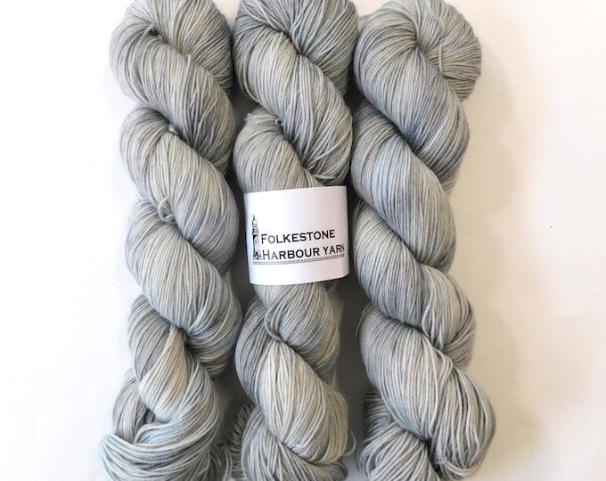 Cloudcover Grey White Variegated Merino Blend Sock 4ply 100g