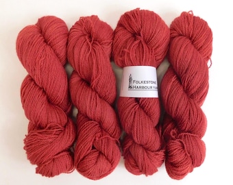 Hythe Red Semi-Solid Romney Sock weight Wool Yarn 100g