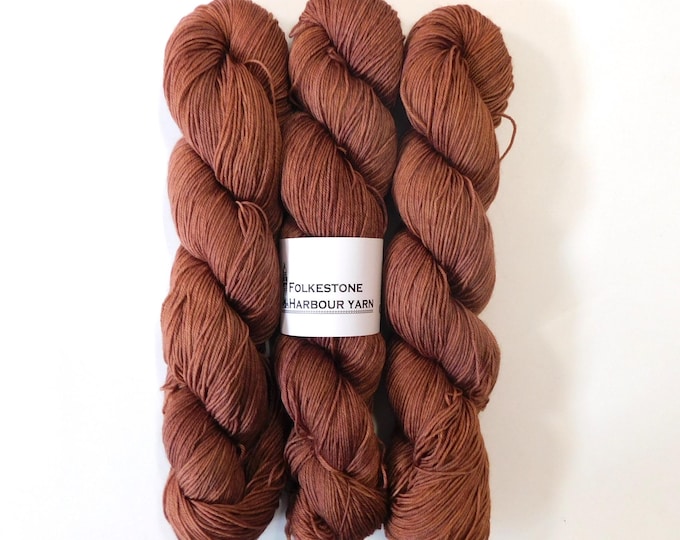 Lyminge Dusky Brown Merino Blend Sock Wool Yarn 100g