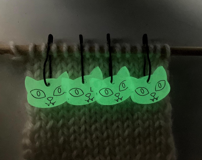 Glow In the Dark Vampire Cat Stitch Markers Set of 4