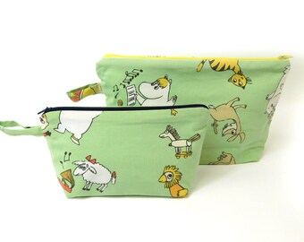 Moomin Green Fabric Zip Pouch  2 sizes