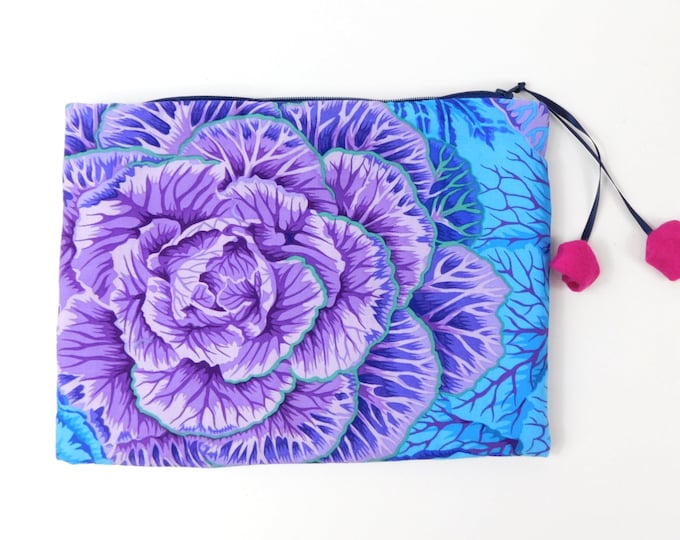 Kaffe Fassett Brassica in Blue zip top pouch