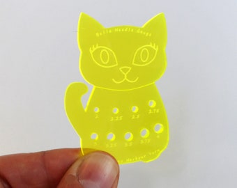 Bella Cat Mini Knitting Needle Gauge Metric  Acid Yellow Fluro