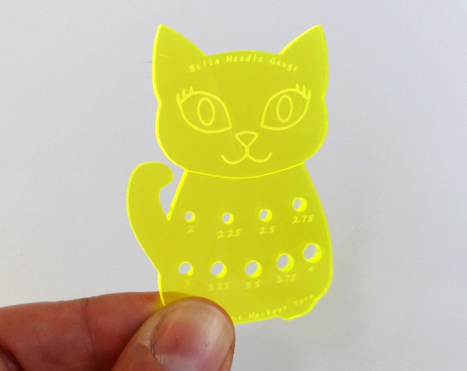 SALE Bella Cat Sock Knitting Needle Gauge Metric  Acid Yellow Fluro