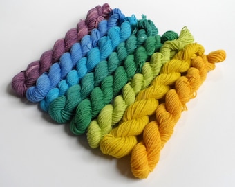 Peacock Semi Solid Gradient Mini Skein Set Sock 4 ply 80g