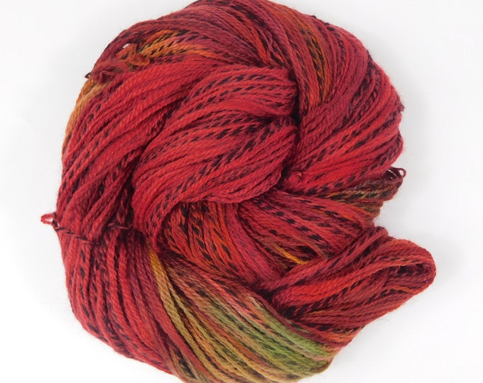 SALE Poinsettia Pure Highland 4ply Wool Yarn 100g    Red Green