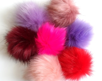 Longhair Fake Fur Pom Pom choice of colours  Reds Pinks Purples