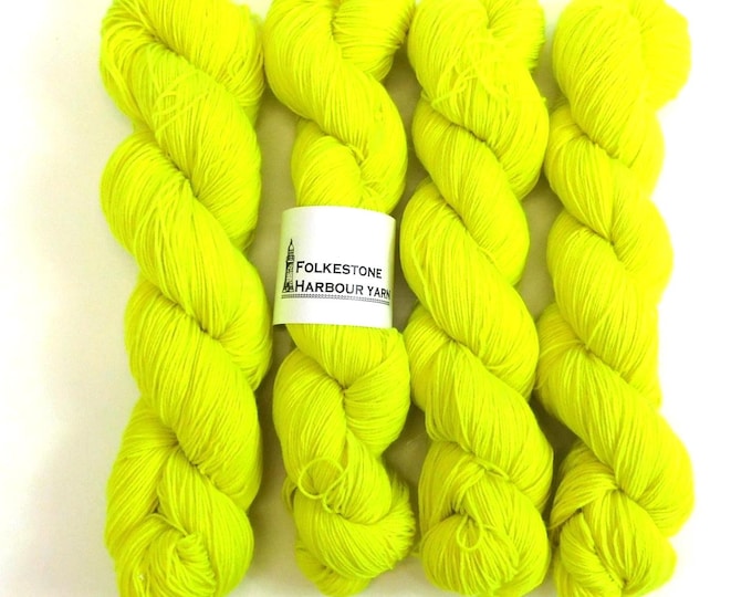 Fluorescent Yellow Merino Blend Sock Wool yarn  100g skein