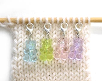 Candy Gummy Bear Stitch Markers       Set of 4