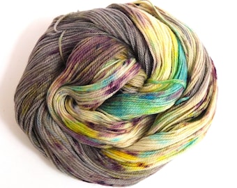 Grey Gardens Variegated DK Merino Yarn 100g Grey Turquoise Yellow Purple