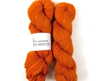 Saffron Orange             Semi-Solid Romney Sock weight Wool Yarn 100g