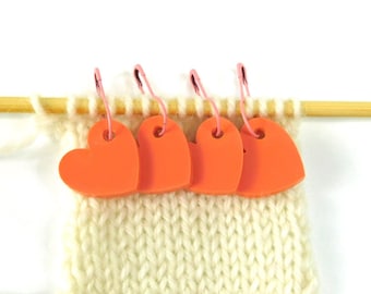 Peach Heart Stitch Markers Set of 4