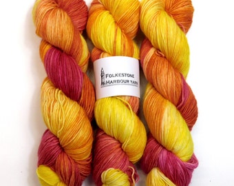 No Drama Llama      Red Yellow Variegated Alpaca Sock weight Wool Yarn 100g