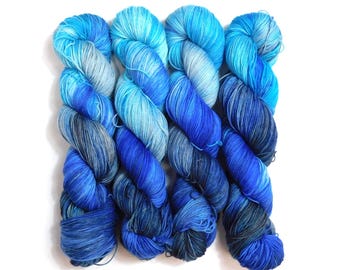 RAMMSKEINS: Richard         100g Variegated Turquoise Blue Sock Yarn   Fluorescent/UV Reactive