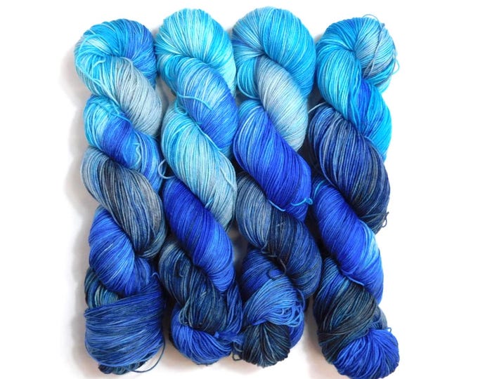 RAMMSKEINS: Richard         100g Variegated Turquoise Blue Sock Yarn   Fluorescent/UV Reactive