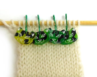Green Leopard Stitch Markers Set of 4