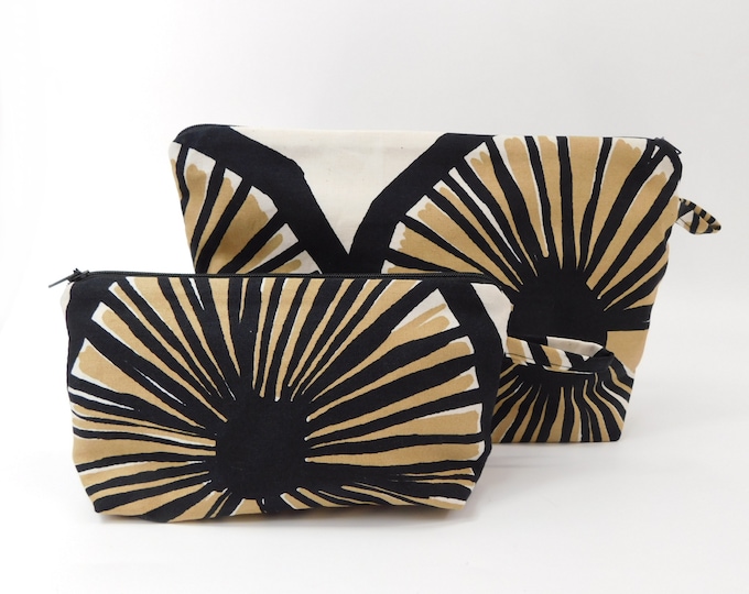 Marimekko Appelsiini Fabric Zip Pouch  2 sizes    Cream Tan Black