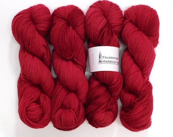 Maraschino Cherry Red     Semi-Solid Romney Sock weight Wool Yarn 100g